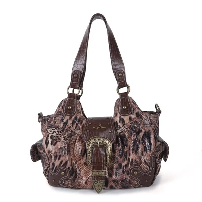 حقيبة يد نسائية بمقبض علوي على شكل الفهد، حقيبة كت...