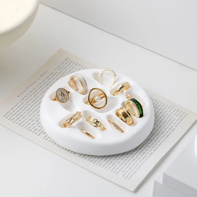 Mini Ring Holder Tray Multi Slots Decor Rings Display Stand Bedroom Living Room Jewelry Storage Tray Girls Birthday Gift 2