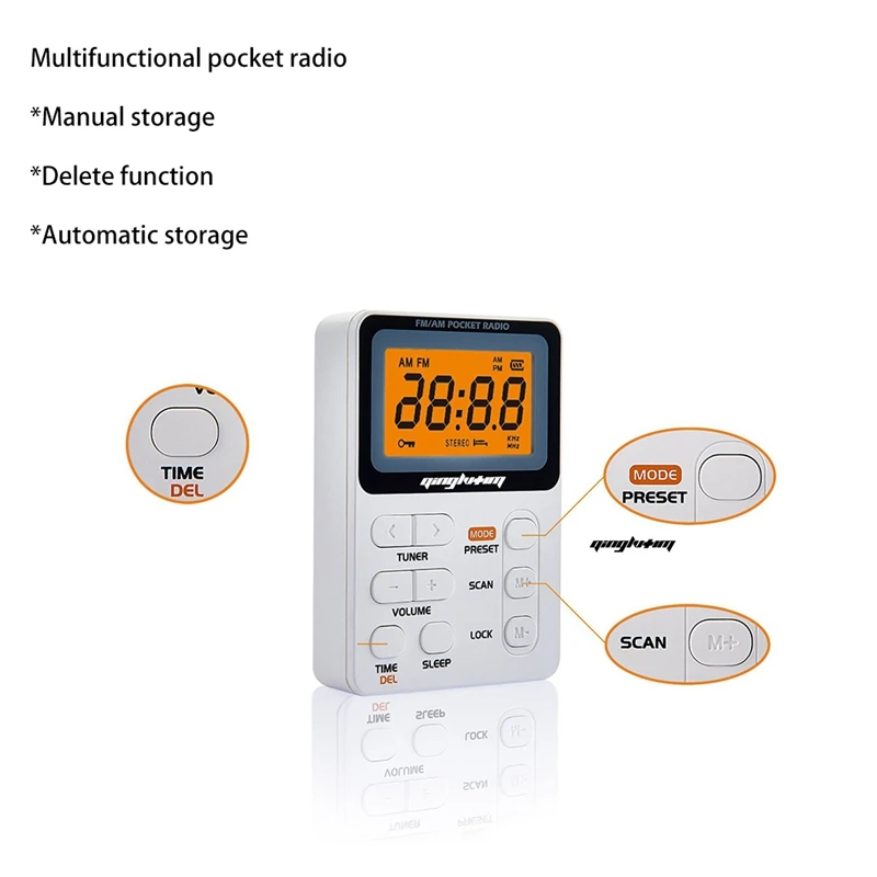 Radio portátil, radio de bolsillo AM/FM con batería recargable, mejor  recepción, tarjeta TF de soporte, pantalla digital grande, auriculares  incluidos