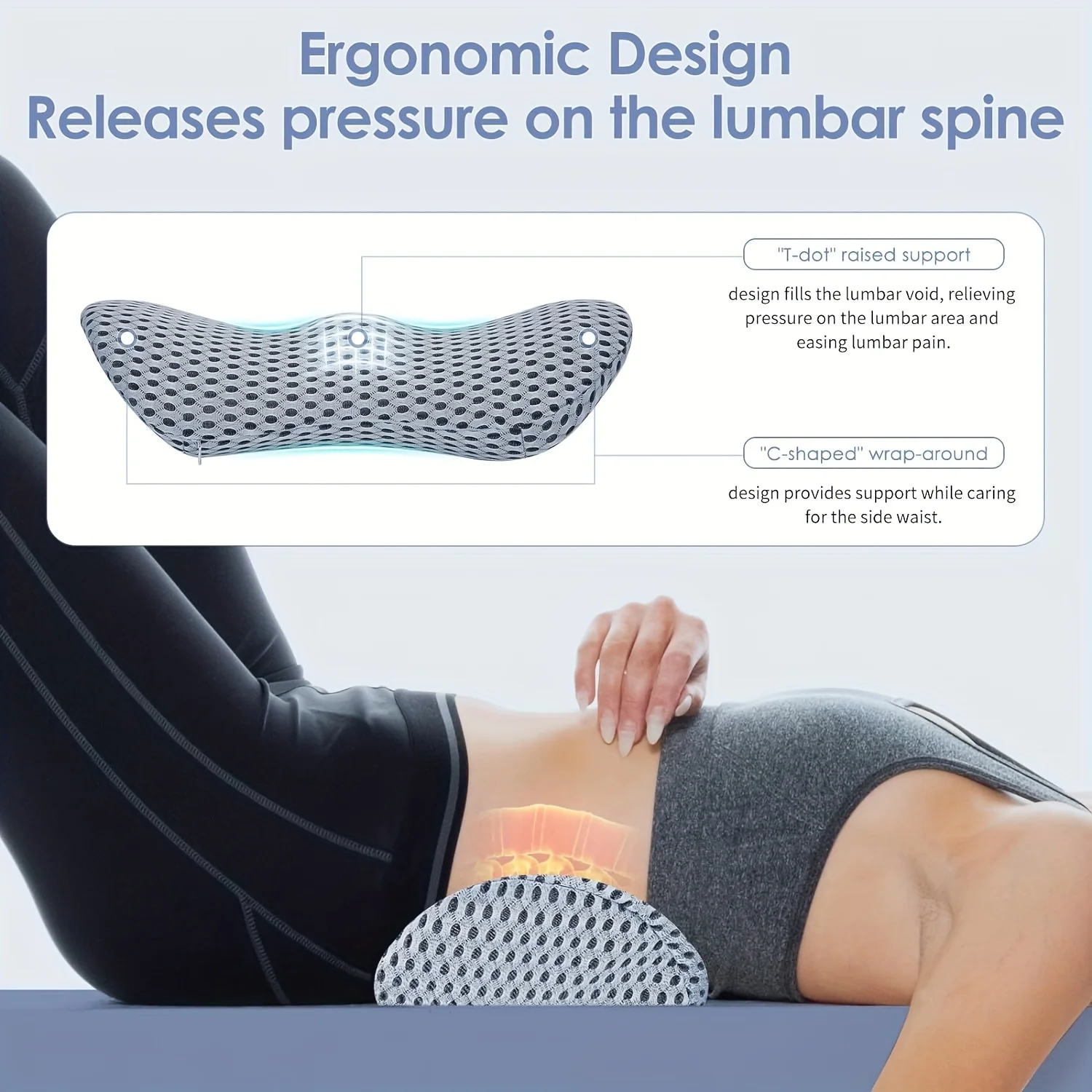 Lumbar Support Pillow, Back Pillow For Low Back Pain Relief, Ergonomic Streamline Car Seat, Office Chair, Recliner And Bed
