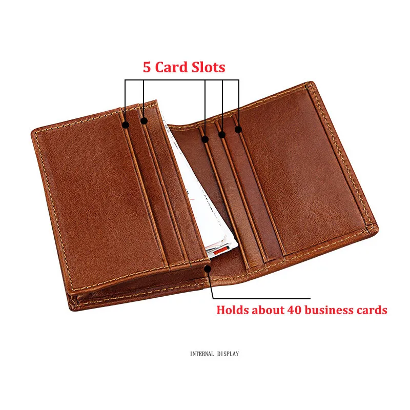 Rfid Cow Leather Business Card Holder Credit Card Small Wallet Mens Slim ID Tags