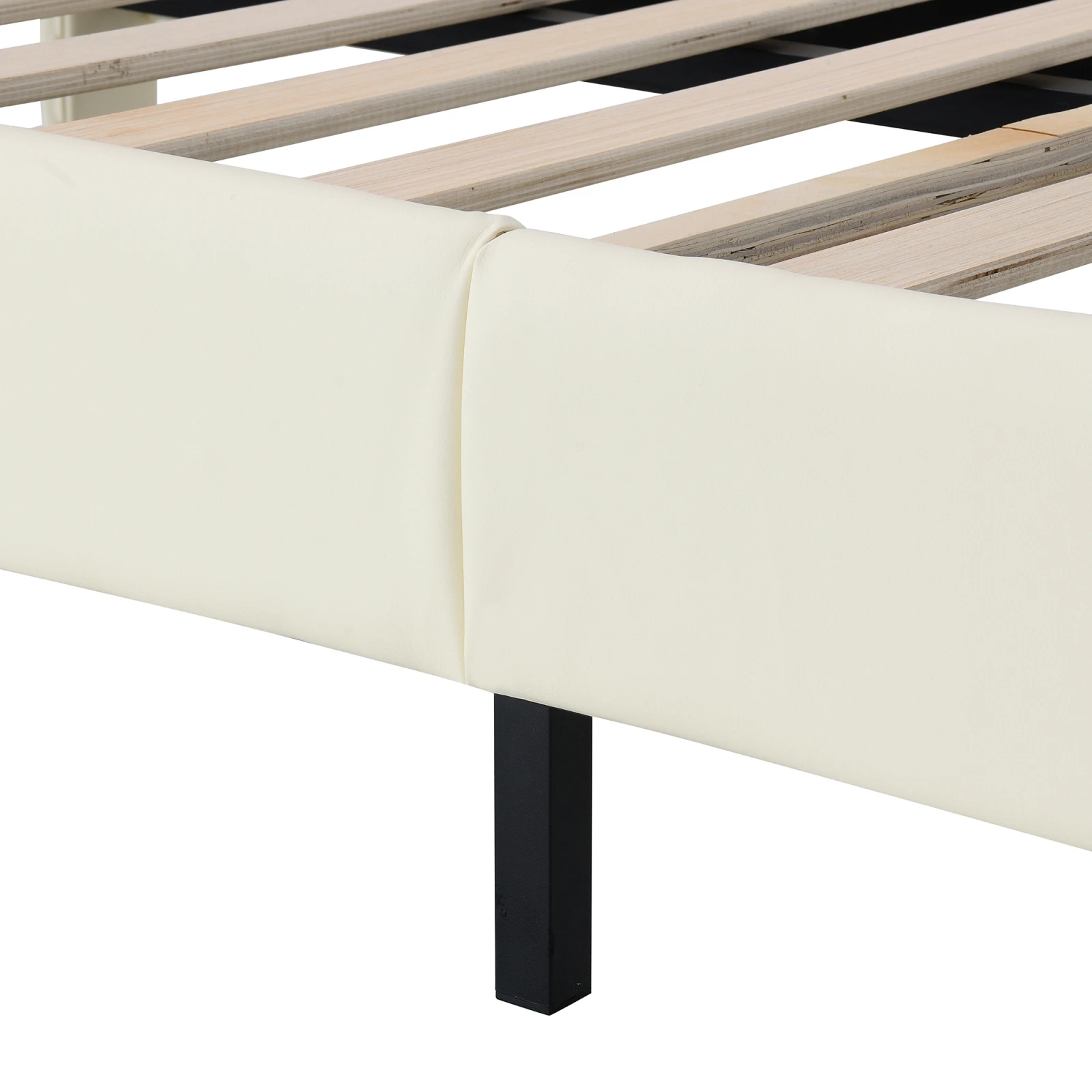 Rosahqnda 90*200cm Kinderbett mit LED-Einzelbettgestell Mädchenbett Polsterbett Jugendbett mit Wellenkopfteil PU weiß – Detail 17