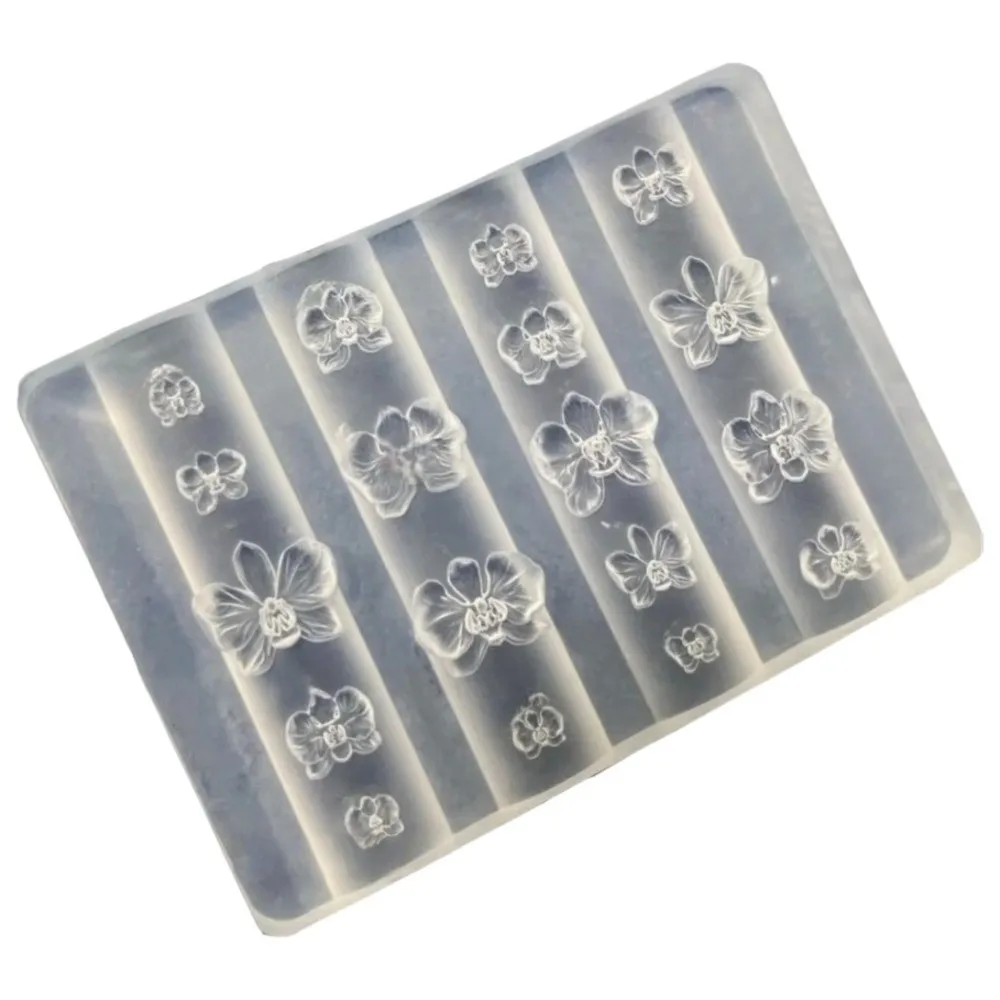 실리콘 네일 아트 조각 템플릿 꽃 패턴 조각 템플릿 3D 팔레놉시스 꽃 몰드 재사용 가능한 나비 난초 디자인