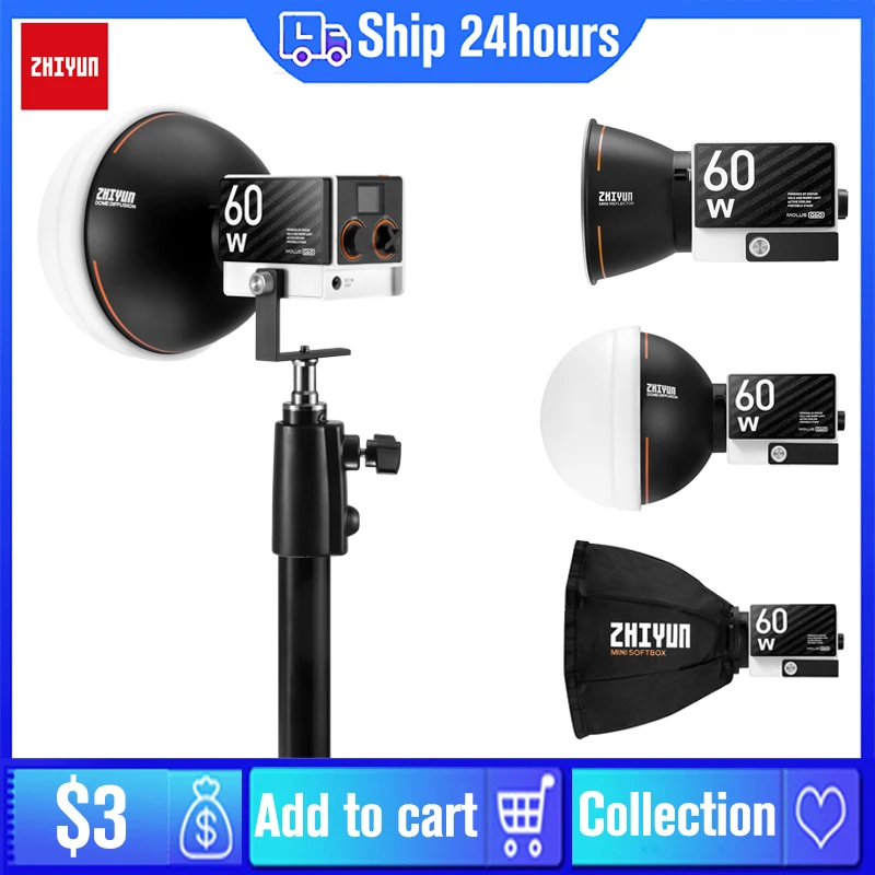 

Zhiyun MOLUS G60 LED Video Light Pocket COB Light 60w Photography Lighting Fill Light for Photos Studio Video Youtube/Outdoor