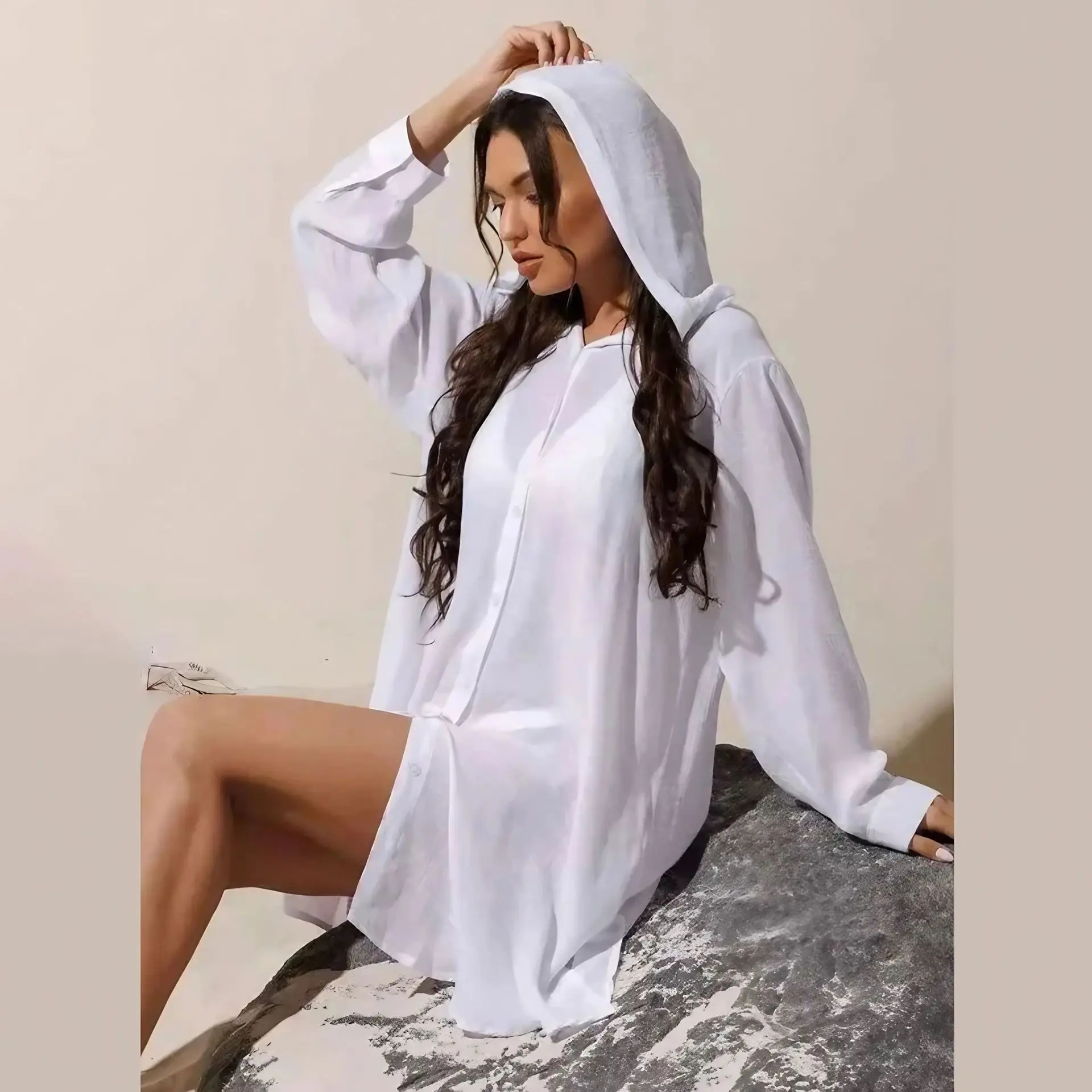 Women's Swim Cover Up Sun Protection Hoodie Long Jacket SPF Lightweight Beach Cover Ups for Women 4