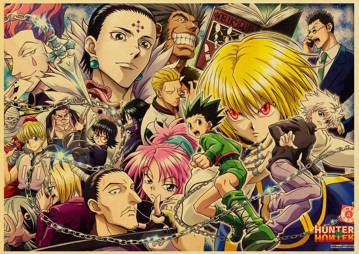 Estilo japonês retro anime poster hunter x hunter/meu herói  academia/família arte da parede decoração pintura kidroom arte o282 -  AliExpress