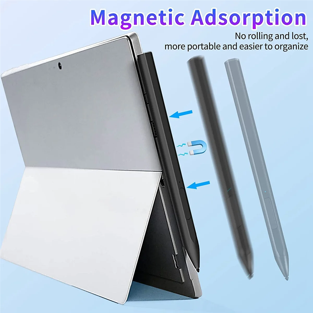 Penna Stilo Magnetica Per Surface Pro 3/4/5/6/7 Pro X Go 2 Book Latpop 4096 Livelli Pressione Palm Rejection-Nero