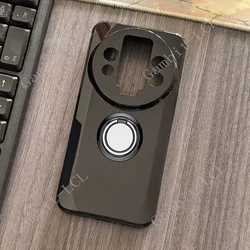Durable TPU Soft Silicone Phone Case with Back Ring Holder Bracket for Oukitel WP200 Pro (Ring Case Black)