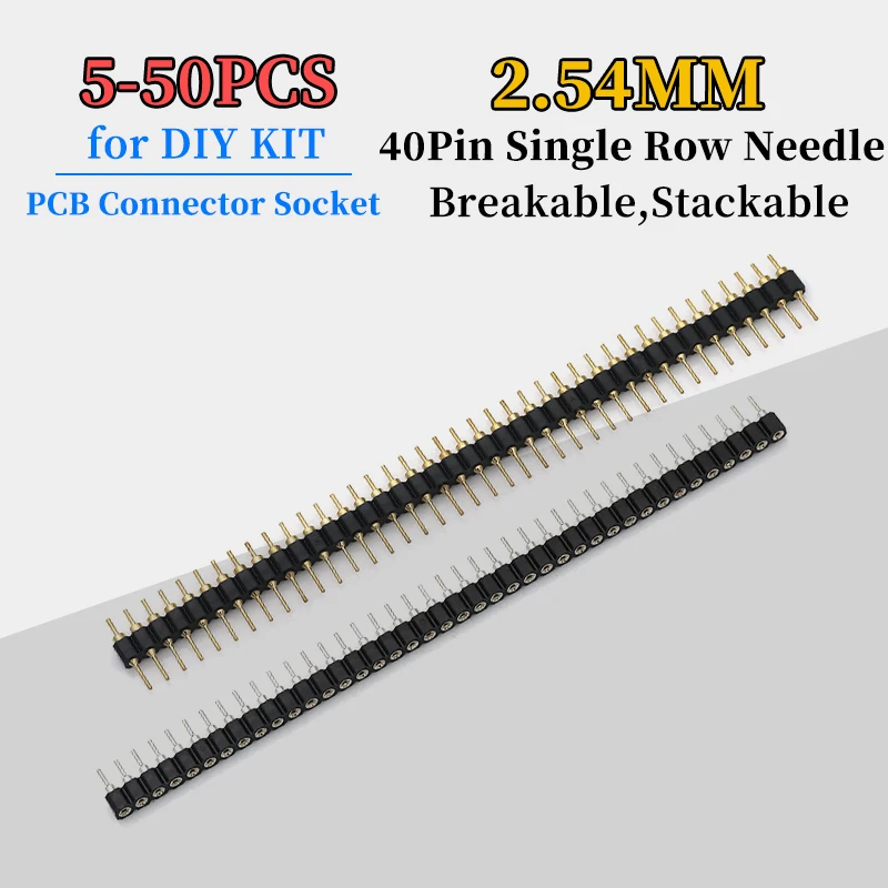 2 Pezzi Connettore Femmina A Pannello 40 Pin, Passo 2.54mm, Singola Fila, Pins Rotondi - PCB