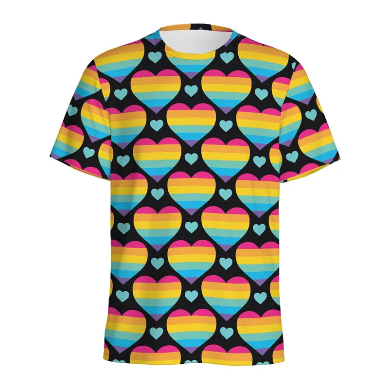 

Rainbow LGBT 3D Printed T-shirt For Men Women Summer Casual Short Sleeves Love Heart Pattern O-Neck Tees Street T Shirts Tops