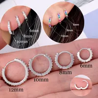 1Pair Stainless Steel Minimal Hoop Earrings Crystal Zirconia Small Huggie Thin Cartilage Earrings Helix Tragus Piercing Jewelry - Image 4