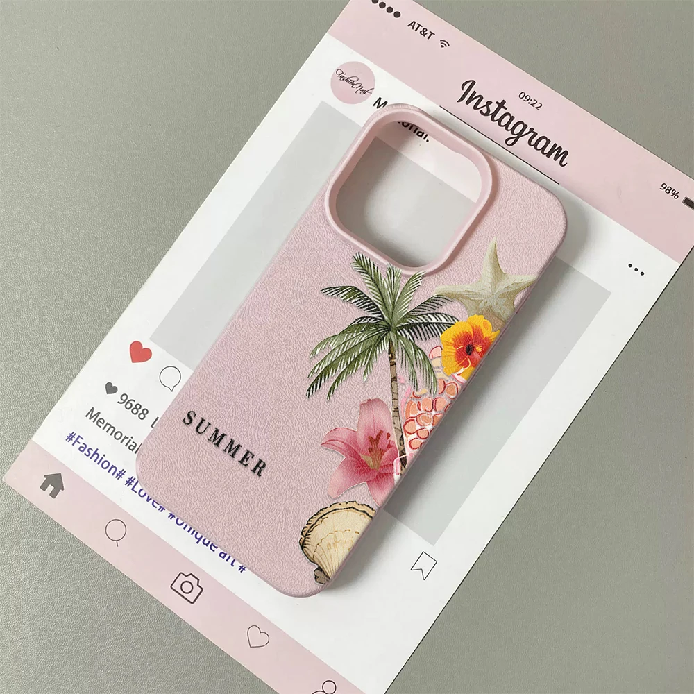 ตัวเลือกสินค้า เคสโทรศัพท์ลายลิ้นจี่ ต้นมะพร้าว ปลาดาว สำหรับ iPhone 17/16/15/14/13/12/11 Plus Pro Max