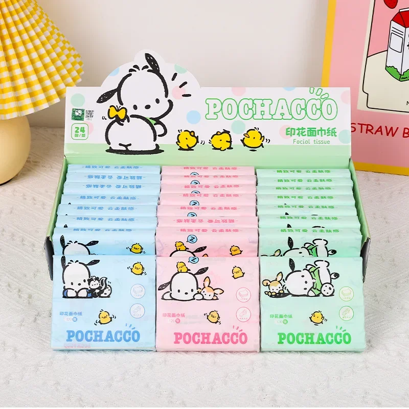 

24 упаковки, салфетка для лица Sanrio Kawaii, Hello Kitty, милый аниме креативный принт, красивая портативная салфетка для лица на выход