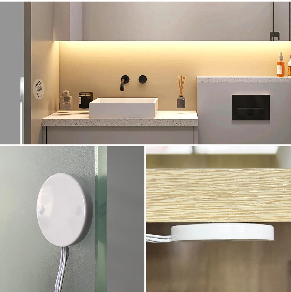 220V To 24V High Power COB Neon LED Strip Lights With Penetrating Touch Sensor Switch EU Plug Hand Waving Motion Kitchen Lamp