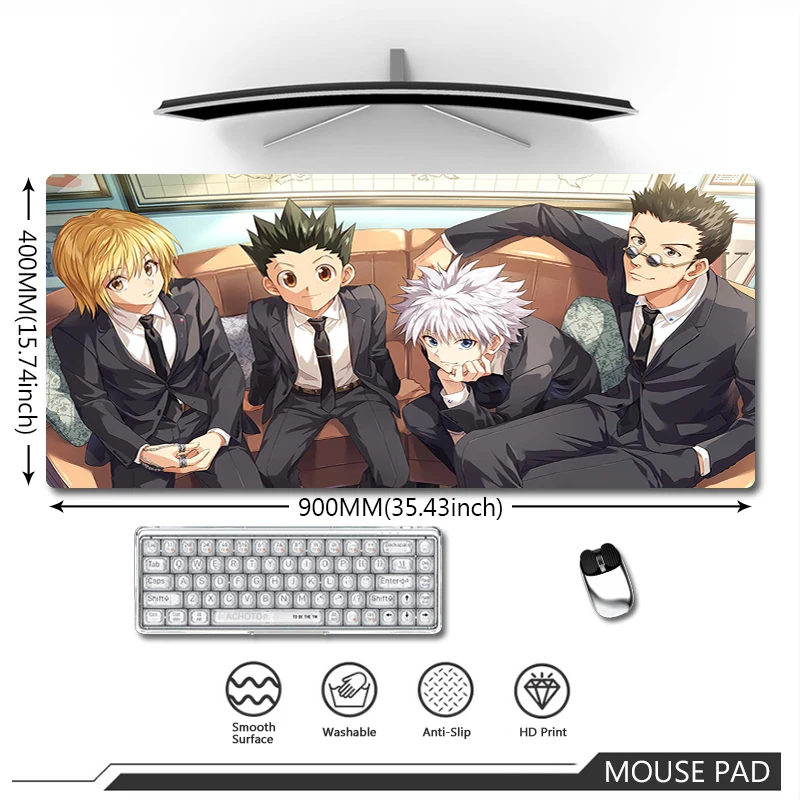 

Large Anime Mousepad Hunter X Hunter Mouse Pad Laptop Gamer Computer Desktop Deskmat Speed Locking Edge Rug Office Carpets XXL