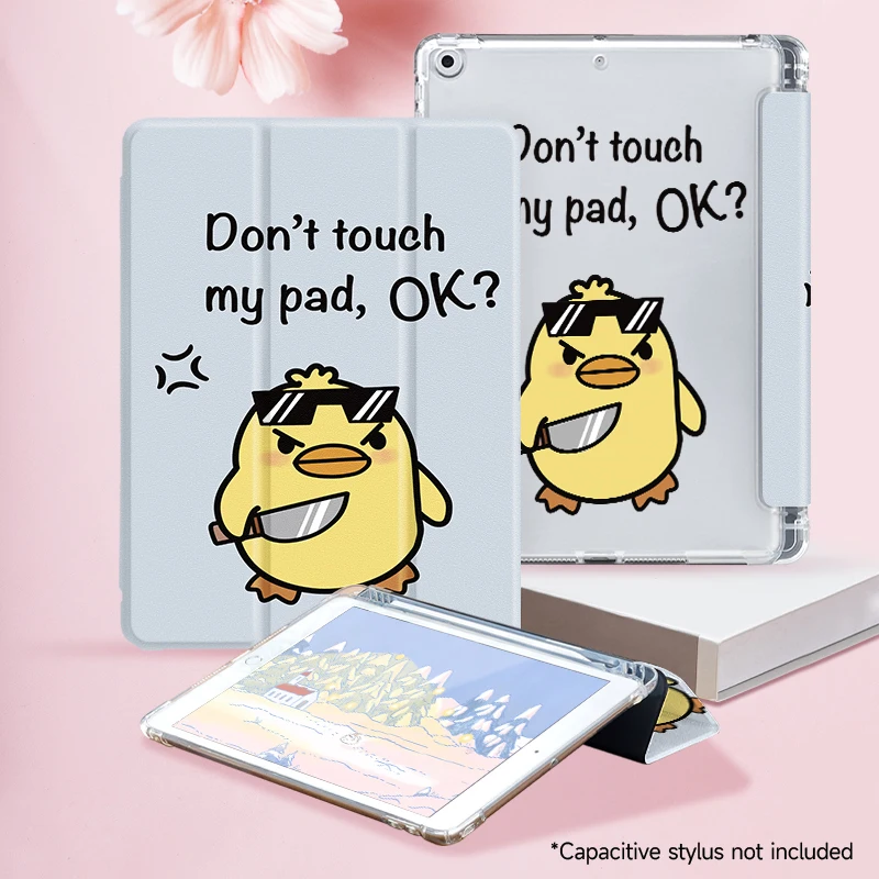 Protective Case with Pen Slot and Double-Sided Pattern, Sleep-Wake Support
