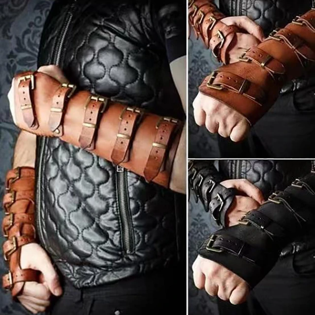 Leather Bracer Armor Medieval  Arm Armor Cosplay Costumes