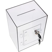 Acrylic Material Safe Wear Resistance Money Boxes Clear Acrylic Box With Lock Donation Box For Suggestion Box With Lock Complain 1