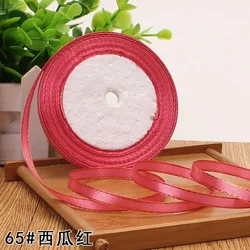 Gold Edged Single Face Satin Ribbon - 22m Roll, 6mm Width for Elegant Wedding and Gift Decoration (Watermelon red)