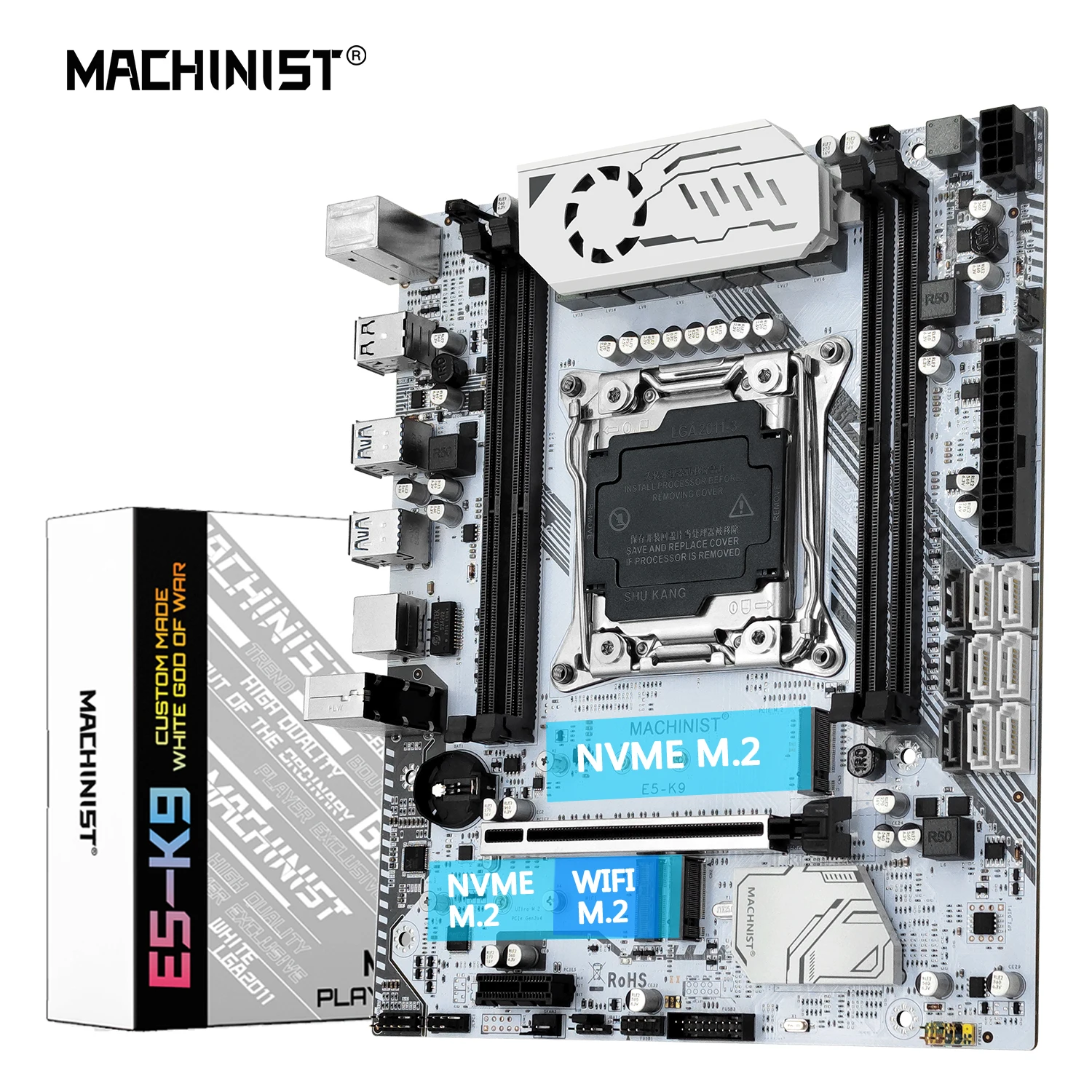 MACHINIST K9 X99 Motherboard Desktop LGA 2011-3 Four Channel Support Intel Xeon E5 V3&V4 CPU DDR4 RAM NVME M.2 WIFI Slot USB 3.0