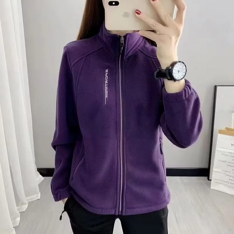 Women's Plus Size Polar Fleece Zipper Jacket - Autumn Winter Casual Sportswear