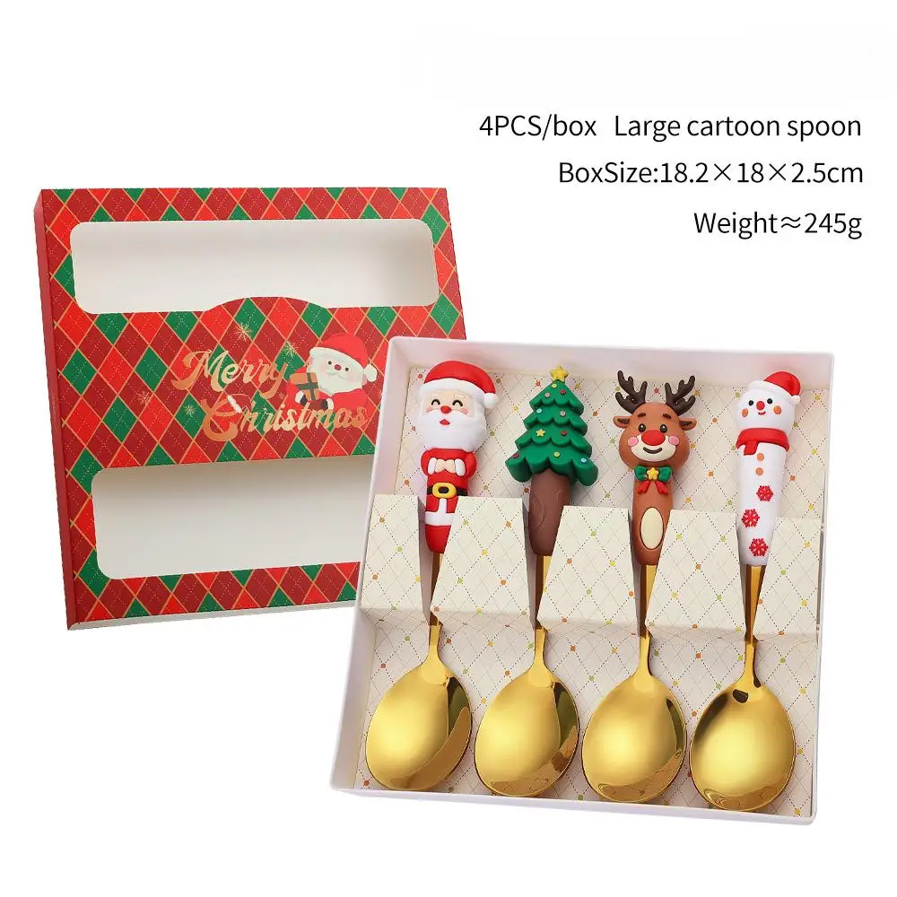 Festive Stainless Steel Spoon and Fork Gift Set - Creative Tableware for Coffee, Tea, and Dessert