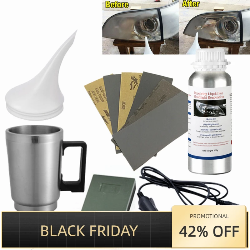 Top-Top-Auto Headlight Restoration Kit With Atomizing Cup & 200ml Liquid Polymer – Polish & Restore