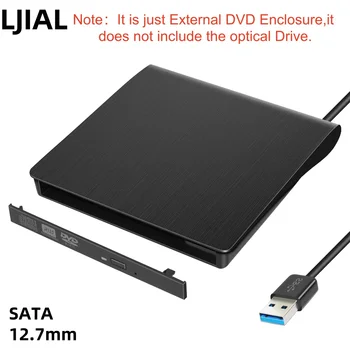 LJIAL 12.7mm USB 3.0 DVD Drive External Optical Drives Enclosure SATA to USB External Case For Laptop Notebook Without Drive 1