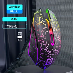 RGB Gaming Mouse with Bluetooth 5.2, Silent Click, and Rechargeable Functionality, Adjustable DPI Settings (2.4G Black)