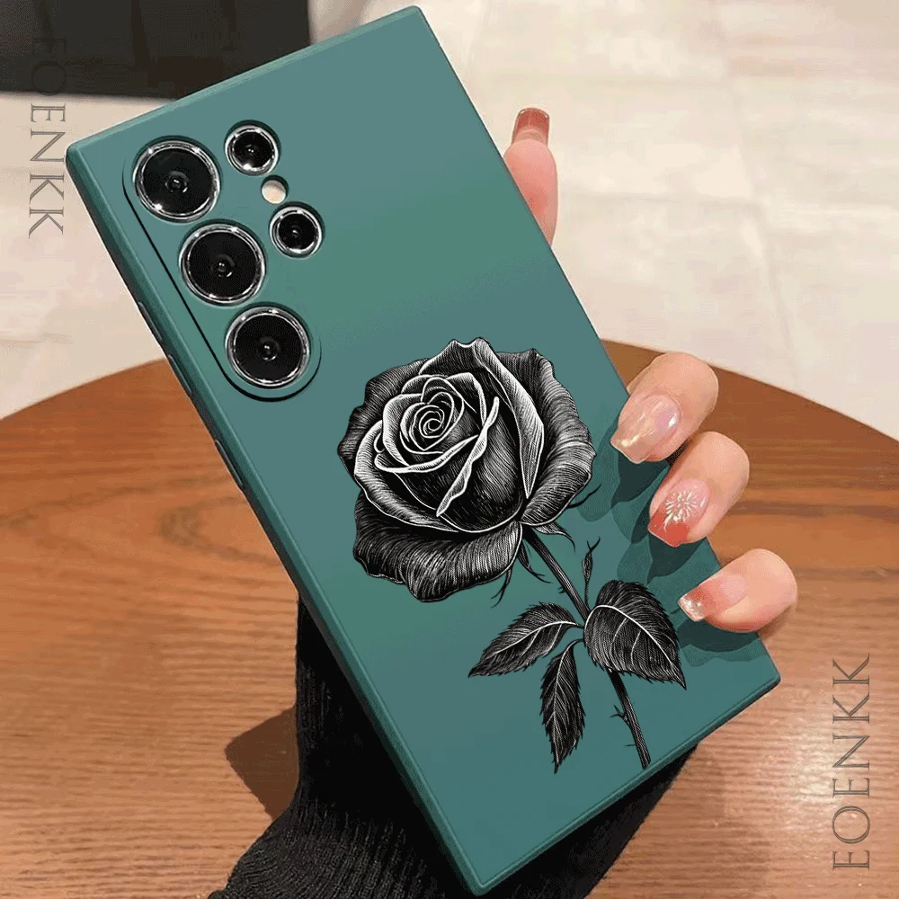 Elegant Rose Sketch Soft Phone Case - Fashion Gift Cover