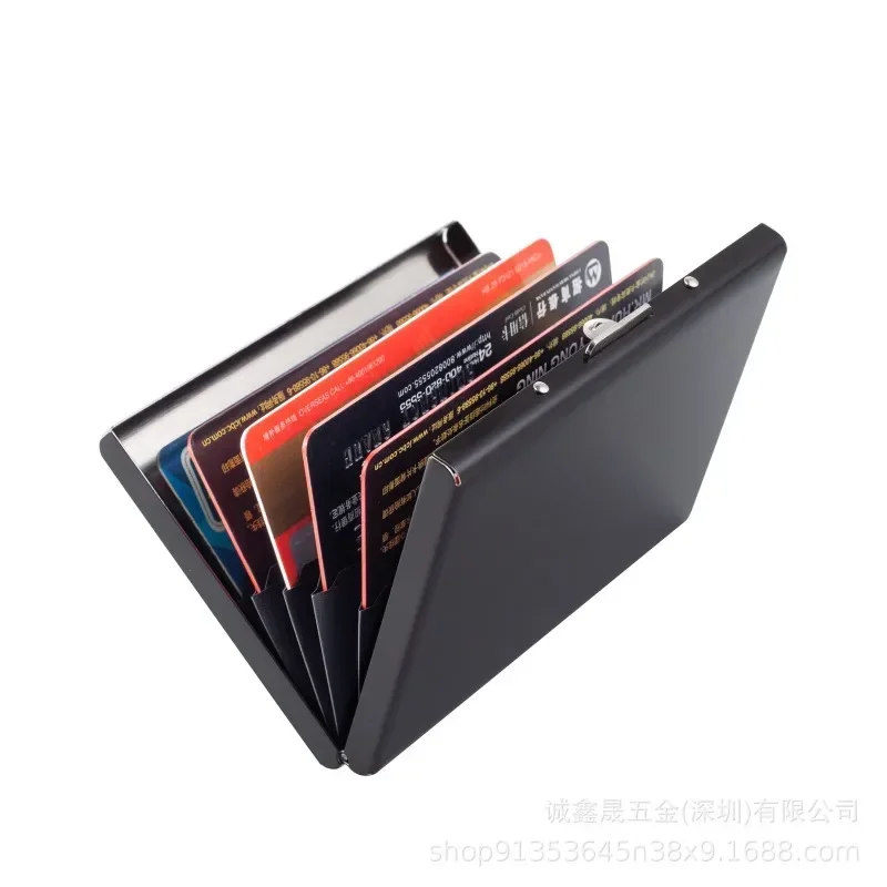 ID Credit Card Box Stainless Steel RFID Blocking Cards Organizer Case Holder 6 Cards Hold Available Business Card Storage Box card holder,credit card holder,photo card holder,desk card holder,postcard holder