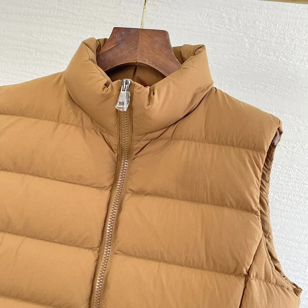 High Quality Black Brown Sleeveless Matte Down Quilted Vest