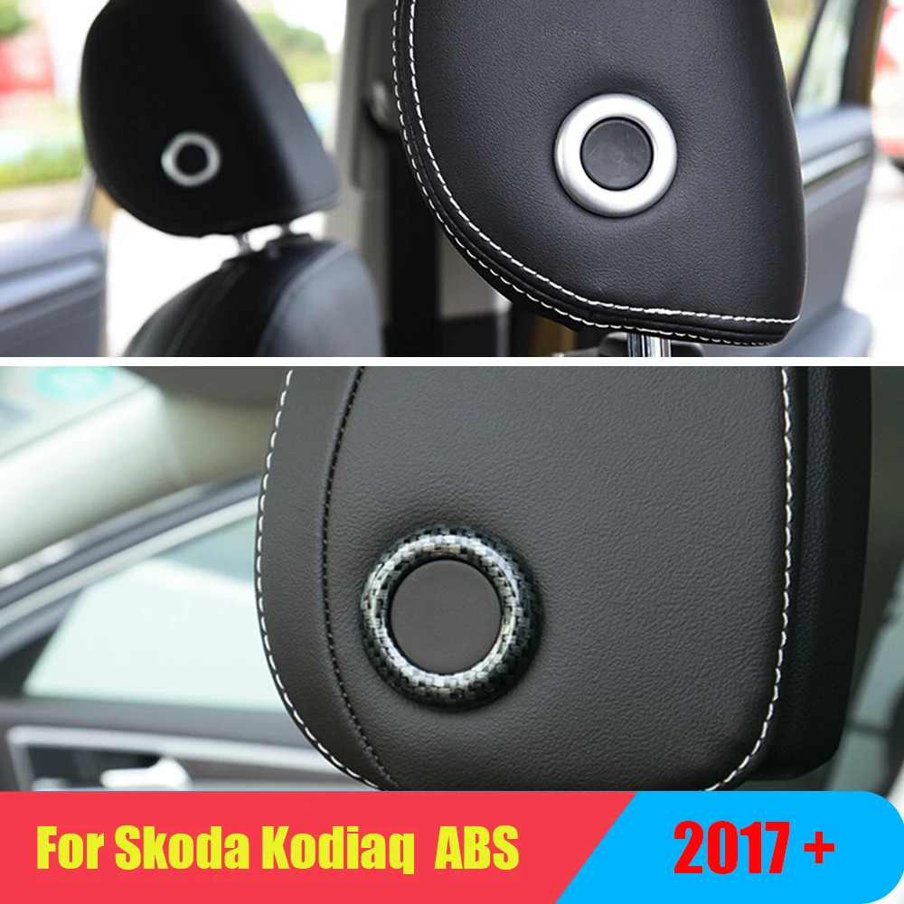 

Fit For Skoda Kodiaq 2017 2018 ABS Carbon/Matte Car Seat Neck Pillow Button Cover Trim Sticker car styling accessories 2pcs