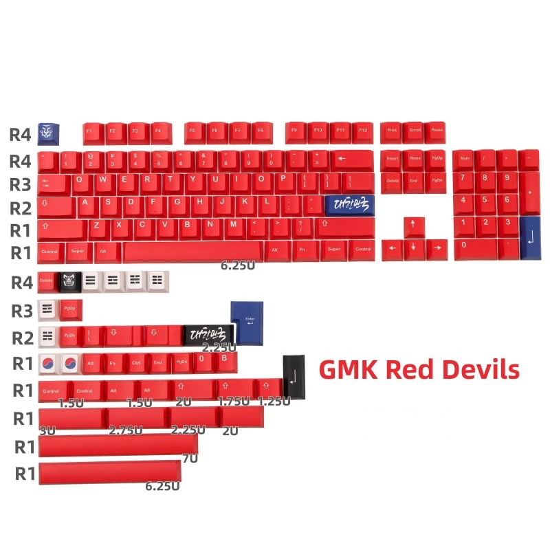 

140 Keys/set GMK Red Devils Keycaps PBT Dye Subbed Key Caps Cherry Profile Keycap For Keychron 65% 75% Anne GH60 GK64 Poker