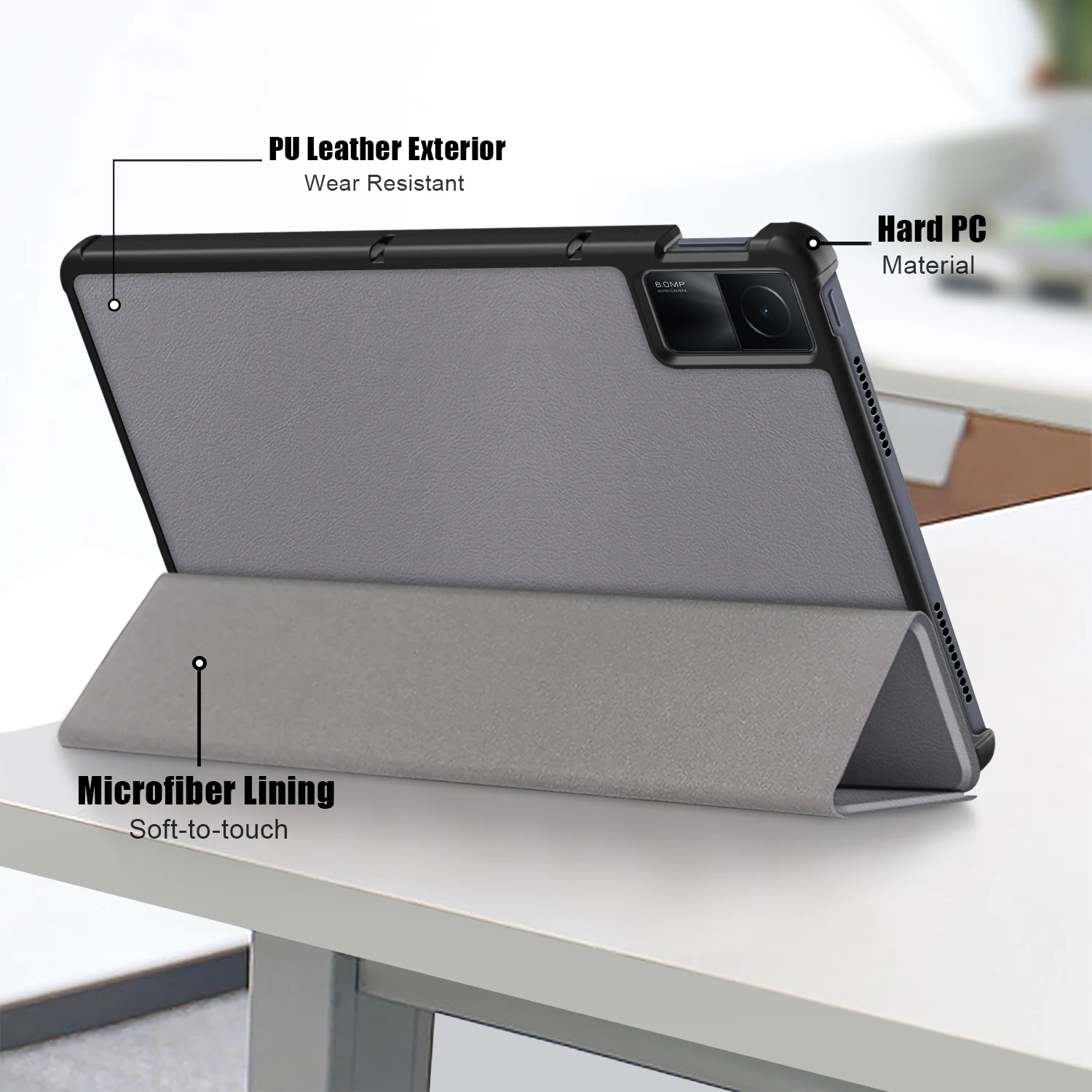 Case voor Xiaomi Redmi Pad 10.61 inch Vrijgegeven 2022 Tri-fold Slim Lichtgewicht Hard Shell Smart Beschermhoes Multi-Angle Stand_voghion.com