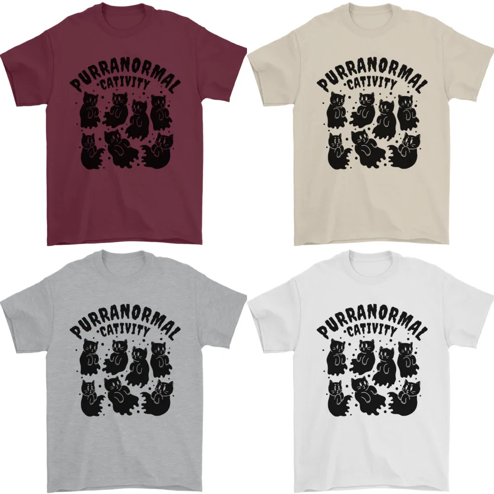 Purranormal Cativity Funny Cat Halloween Mens T-Shirt 100% Cotton_viptrois.com