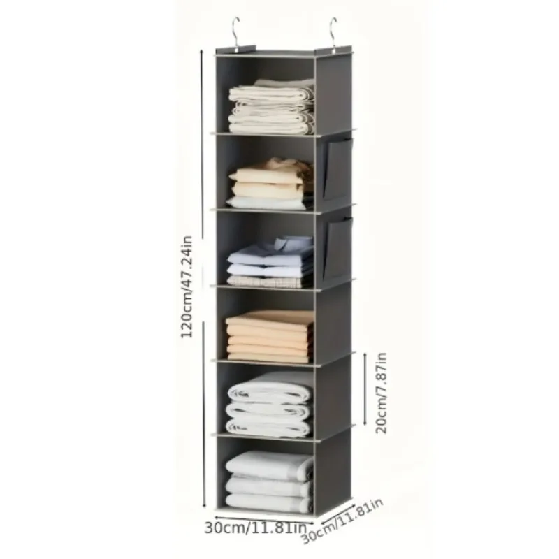 1PCS washable folding clothing storage box set Bamboo piece wardrobe storage bag Multi-functional hanging storage bag 6