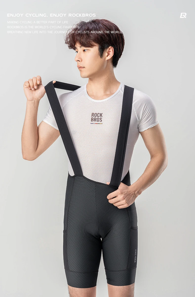 ROCKBROS Sommer Radfahren Trägerhose Leichte Hohe Elastische Strumpfhosen Atmungsaktive Mesh Tasche Weiche Kissen Pad Männer Radfahren Shorts – Detail 1