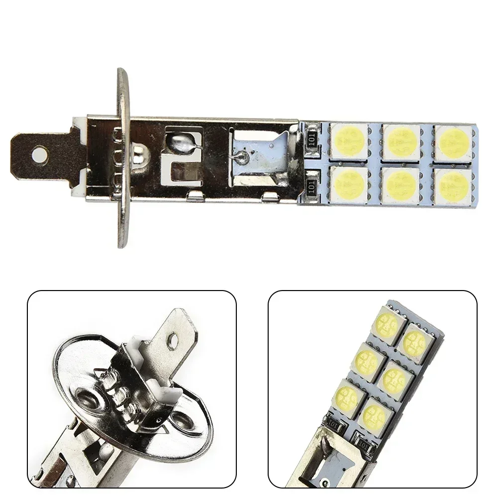 LED Headlights 2x H1 Fog Lights H1 6000K Super White 55W LED Headlight Bulbs Kit Fog Driving Lights Aluminum Practical Replacement Accessories