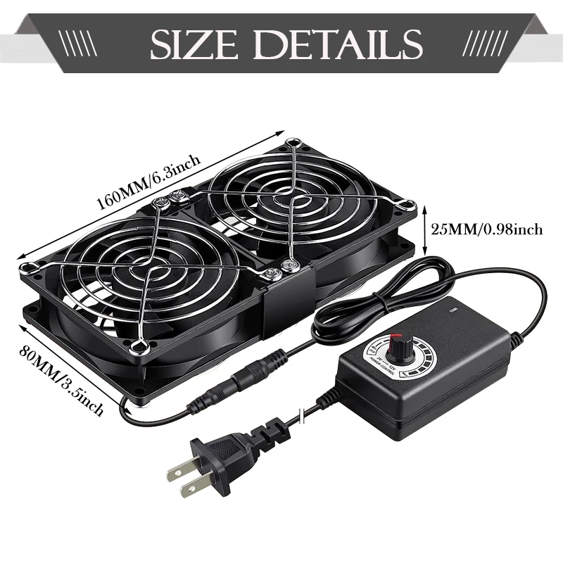Ventilador do Computador Gdstime12 v com Bola Dupla 80x25 mm 80 mm com Grande Fluxo de ar Controlador de Velocidade Variável para Laptop pc Receptor Dvr - Imagem 2