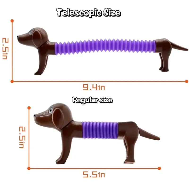 4Pcs Pop Tubes Spring Dog DIY Stress Reducing Toys for Children's Puzzle Grasp Sensory Cultivation Birthday Gift Toys for Kids 3