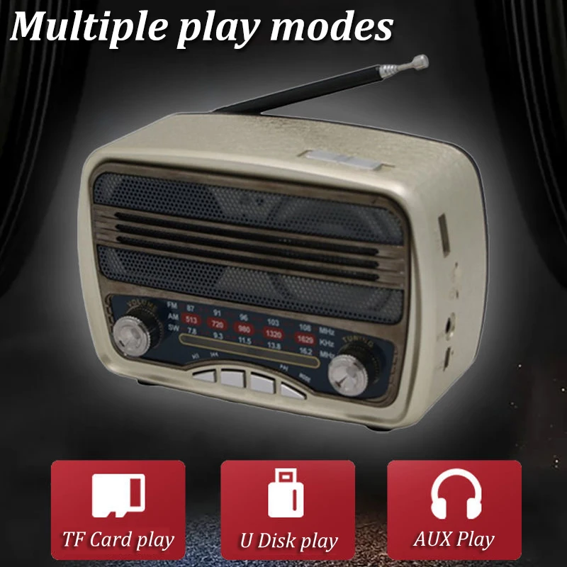 Portable Wooden Retro Bluetooth Radio Fm / Am / Sw Rechargeable Radio Card  Tf Usb Remote Control Bluetooth Speaker - Speakers - AliExpress