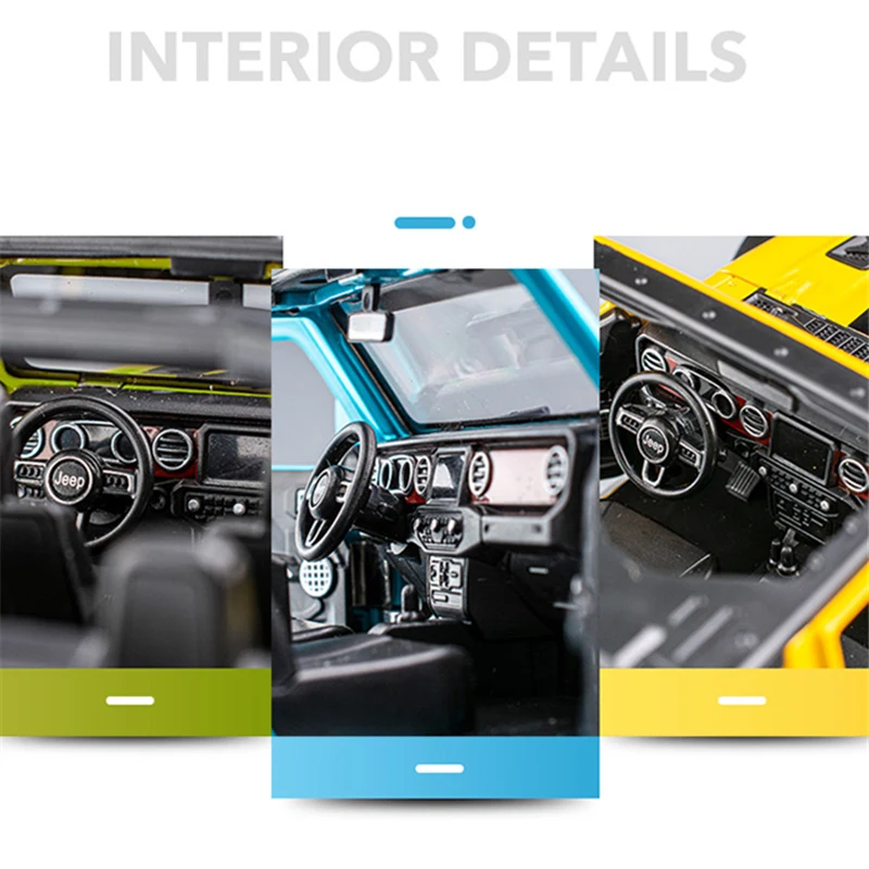 1:20 Jeeps Wrangler Rubicon Alloy Car Model Diecast & Toy Metal Refit Off-road Vehicles Car Model Simulation Childrens Toys Gift