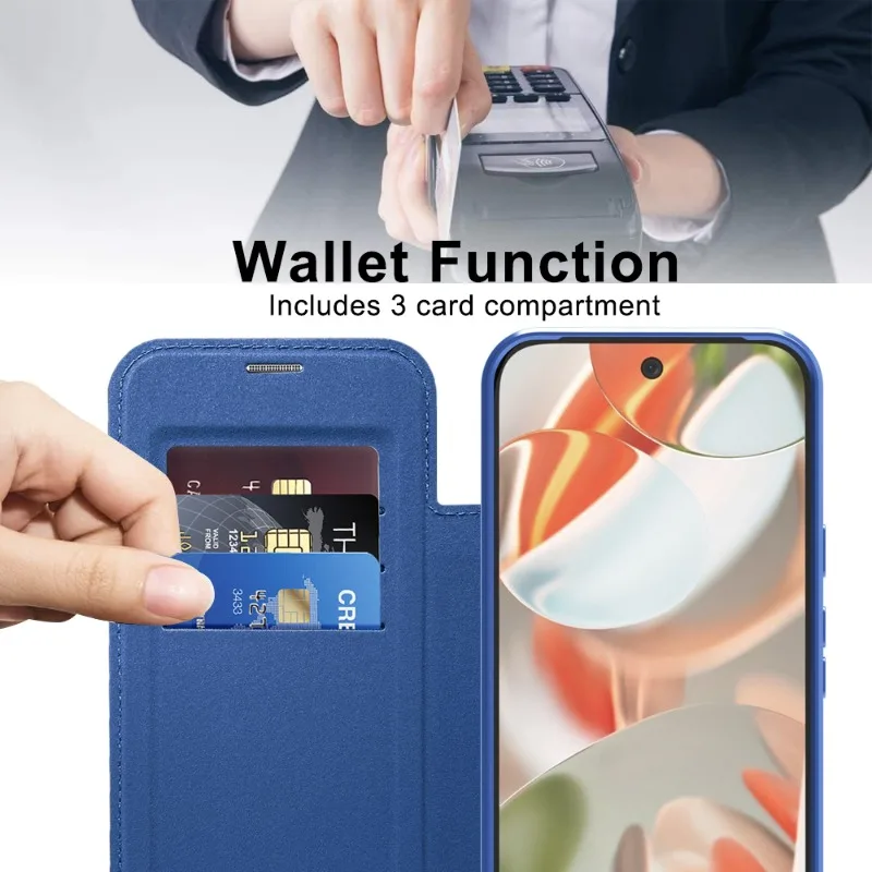 Luxury TPU Flip Card Holder Leather Phone Case with MagSafe Magnetic Wireless Charging Feature