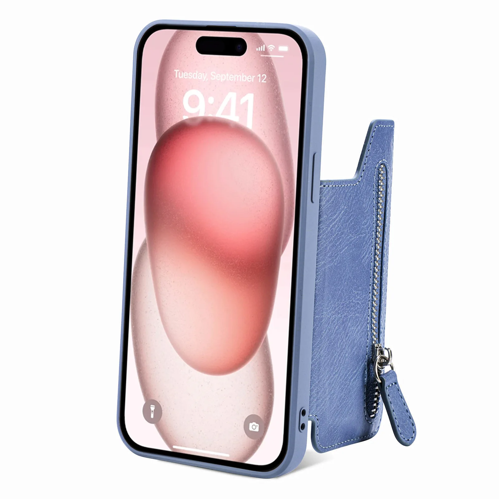 Luxury Leather Zipper Wallet Case with Card Slots and Magnetic Holder - Anti-Drop Protection