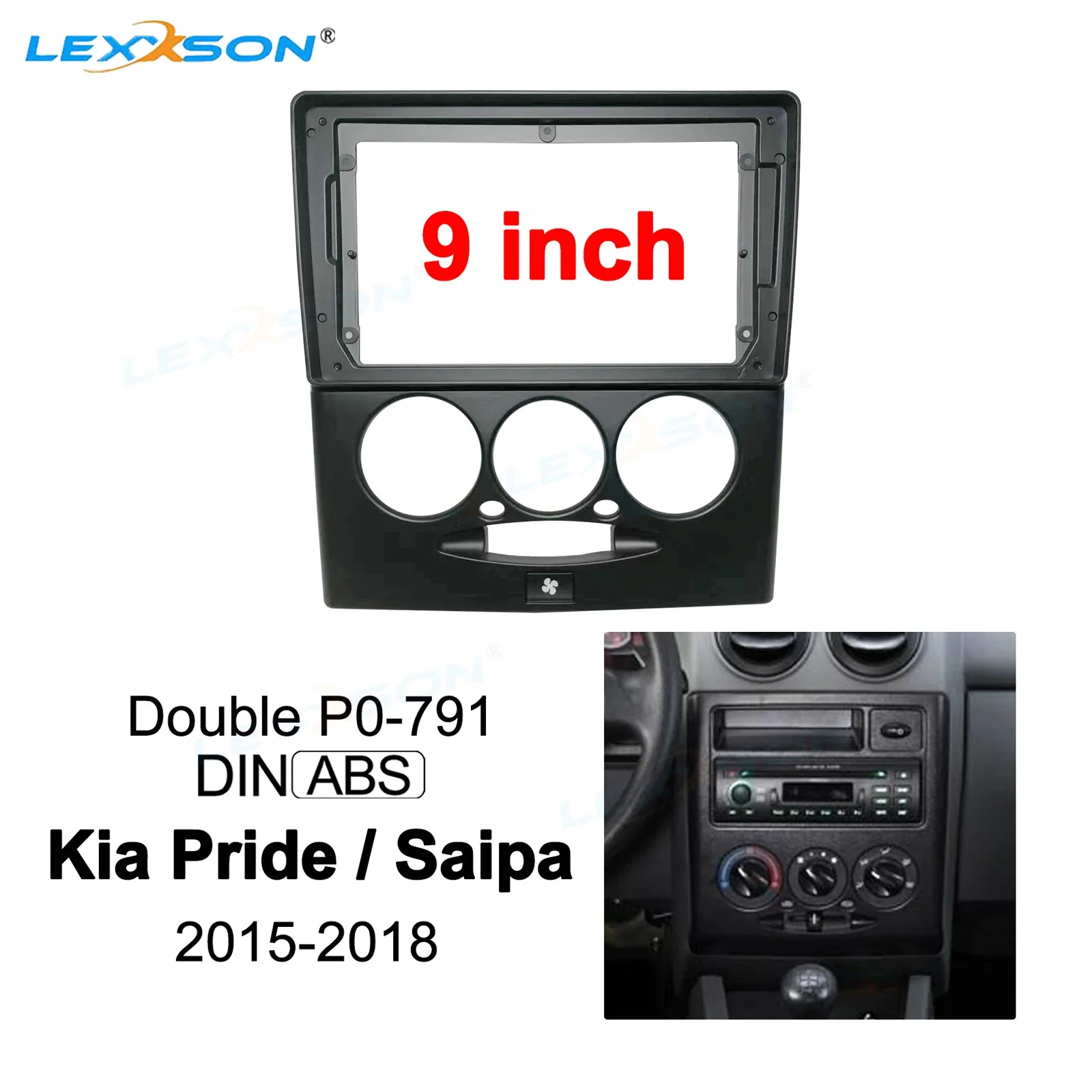 

Fits 9 Inch Car Fascia Panel For Kia Pride 2015-2018 Stereo Fitting Adaptor Dash Installation Double Din Car DVD Refit Frame Kit