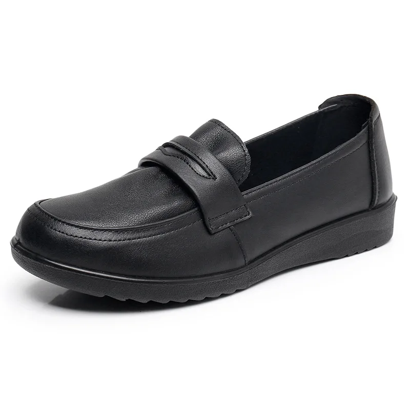 Spring Autumn Flat Shoes Women Genuine Leather Loafers Slip On Shoes Mother Soft Casual Walking Shoes Free shipping