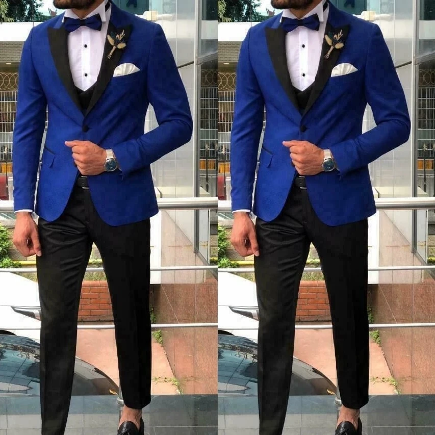 

Men Suit Slim Blazers Groom Costume Homme Royal Blue Wedding Tuxedo Vest Terno Masculino Slim Fit Suits 3 PCS Slim Fit Blazer