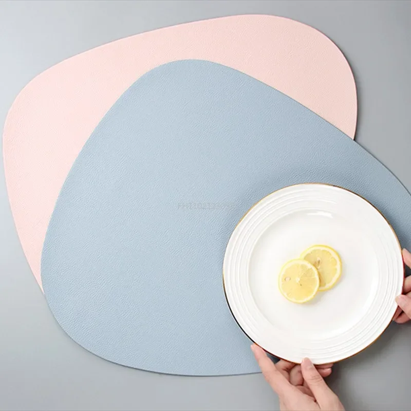 Nordic Western Placemat Double-layer Irregular Oil-proof Heat Insulation Pad Hotel Leather PU Table Mat Dinner Plate Mat&coaster