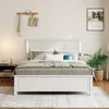 bedstead. White Wooden Bed Frame Queen Size with Headboard, Platform Bedframe with Charging Station Led Lights84"L x 61"W x 43"H 3
